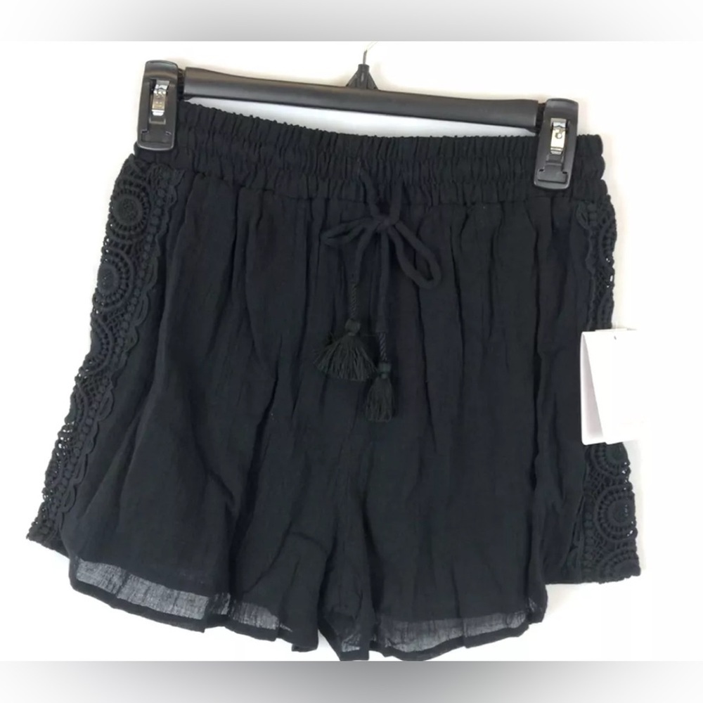La Blanca Women’s Black Boardshorts, Crochet Side Size XS